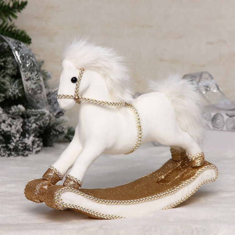 Игрушка декор. "Лошадка-качалка" 30см цв.белый арт.183-0551