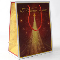 Пакет подароч. бумаж. 18*23см "Новогоднее сияние" цв.красный/золото арт.95687FE