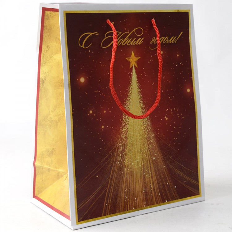 Пакет подароч. бумаж. 18*23см "Новогоднее сияние" цв.красный/золото арт.95687FE
