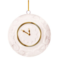 Украшение декор.подвеска фигурка (Серия фарфор) "Часы" 08,2см цв.бел/золото арт.94951