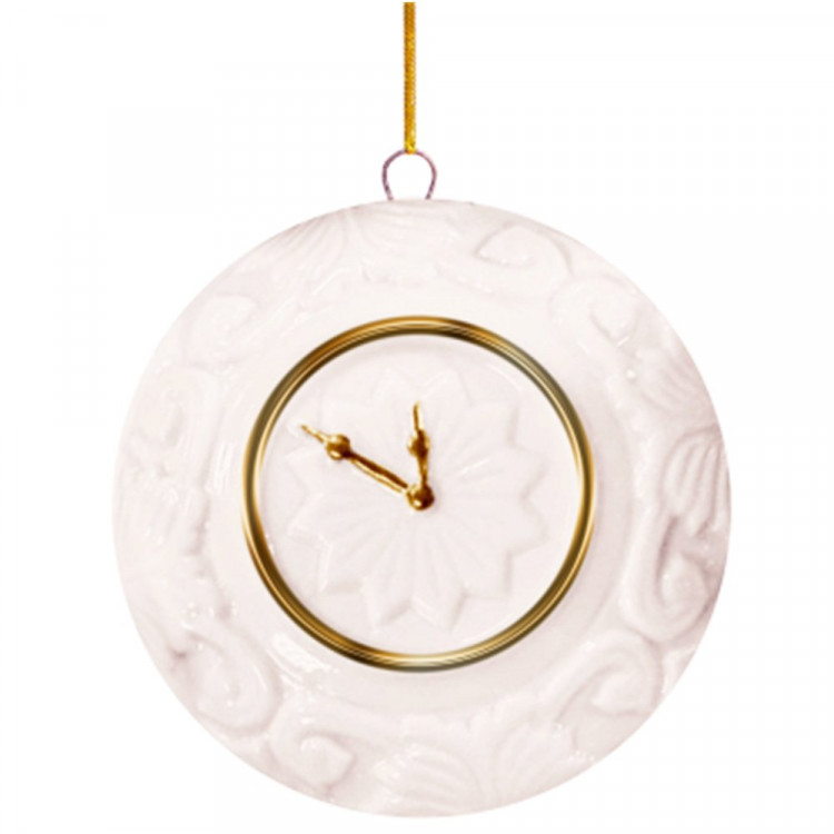 Украшение декор.подвеска фигурка (Серия фарфор) "Часы" 08,2см цв.бел/золото арт.94951