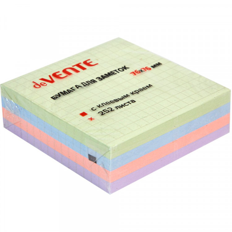 Блок самоклеющийся 76*76 252 листа 4 пастельных цвета в клетку (deVENTE) арт.2010417 Блок самоклеющийся 76*76 252 листа 4 пастельных цвета в клетку (deVENTE) арт.2010417