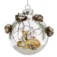 Шар стекло без упаковки /1шт/ 09см прозрачный с декором арт.824754