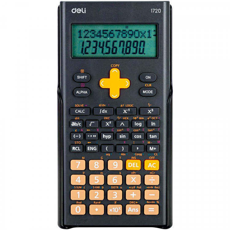 Калькулятор научный 300ф Deli 82*18*162мм (E1720-BLACK) черный, одинарное питание