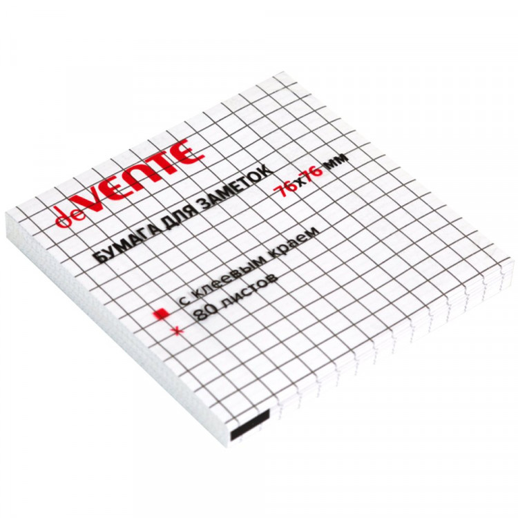 Блок самоклеющийся 76*76 80л белый в клетку (deVENTE) арт.2010383 Блок самоклеющийся 76*76 80л белый в клетку (deVENTE) арт.2010383