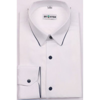 Сорочка подростковая приталеная длинный рукав размерный ряд 36/158-164(XXS)-41/176-182(XL) цвет белый Brostem арт.4LBX8-1X** на металлических кнопках Сорочка подростковая приталеная длинный рукав размерный ряд 36/158-164(XXS)-41/176-182(XL) цвет белый Brostem арт.4LBX8-1X** на металлических кнопках