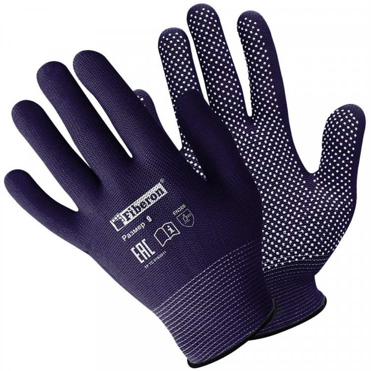 Перчатки "Микроточка", полиэстер, ПВХ-точка, 9(L), темно-синие, Fiberon в и/у арт.PR-PVC522 Перчатки "Микроточка", полиэстер, ПВХ-точка, 9(L), темно-синие, Fiberon в и/у арт.PR-PVC522