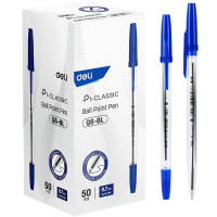 Ручка шариковая Deli P1-Classic, прозрачный корпус, синяя 0,7мм арт.EQ6-BL (Ст.12)