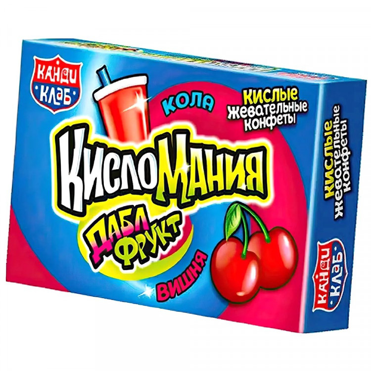 Жевательная конфета Кисломания 14гр дабл фрукт со вкусом вишни и колы (Ст.30)