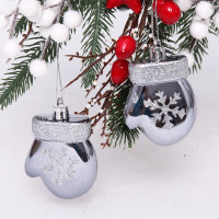 Фигурка на ёлку пластик 06см "Варежки" 02шт/наб. цв.графит арт.201-2105