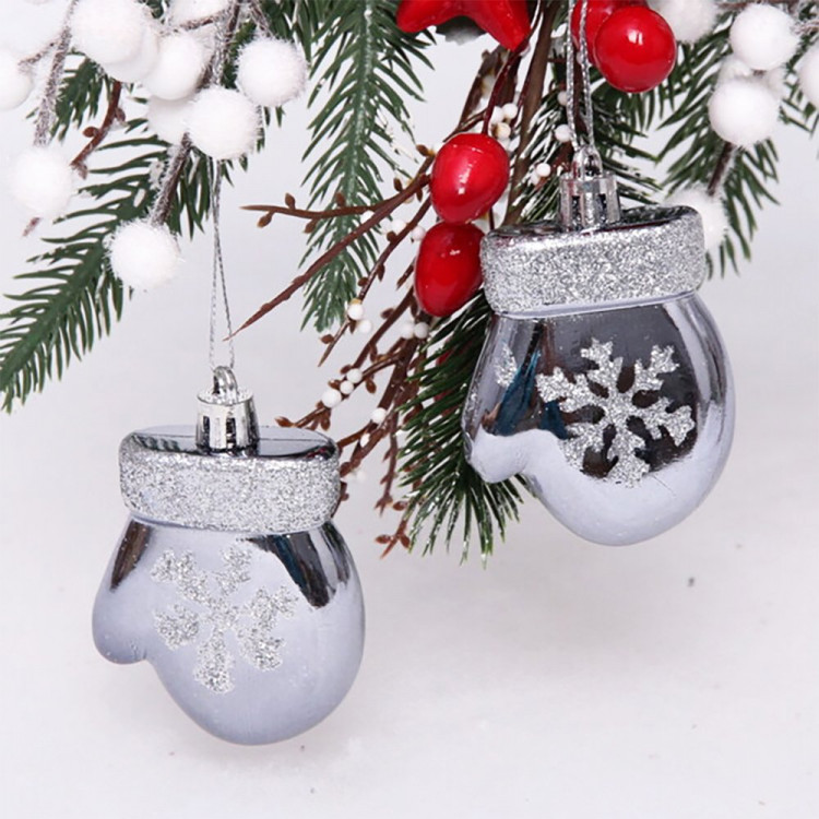 Фигурка на ёлку пластик 06см "Варежки" 02шт/наб. цв.графит арт.201-2105