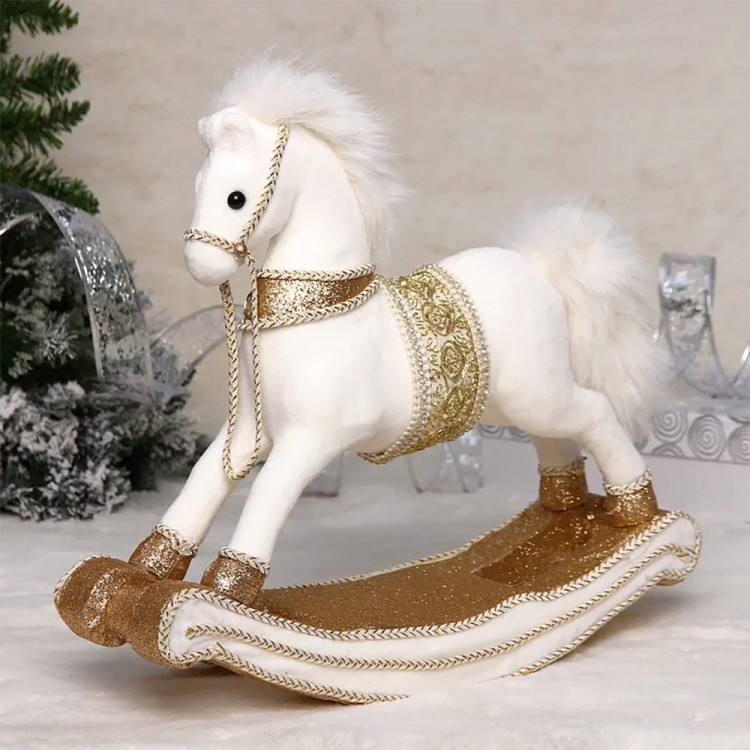 Игрушка декор. "Лошадка-качалка" 40см цв.белый арт.183-0552