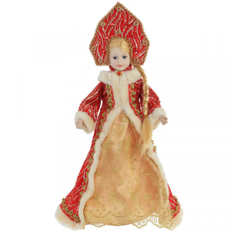 Игрушка декор. "Снегурочка с ёмкостью д/подарков" 54см цв.красн/золото арт.779695