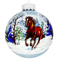 Шар стекло 10см (серия Символ года) "Лошадка быстрая" п/у арт.КУ-100-254004