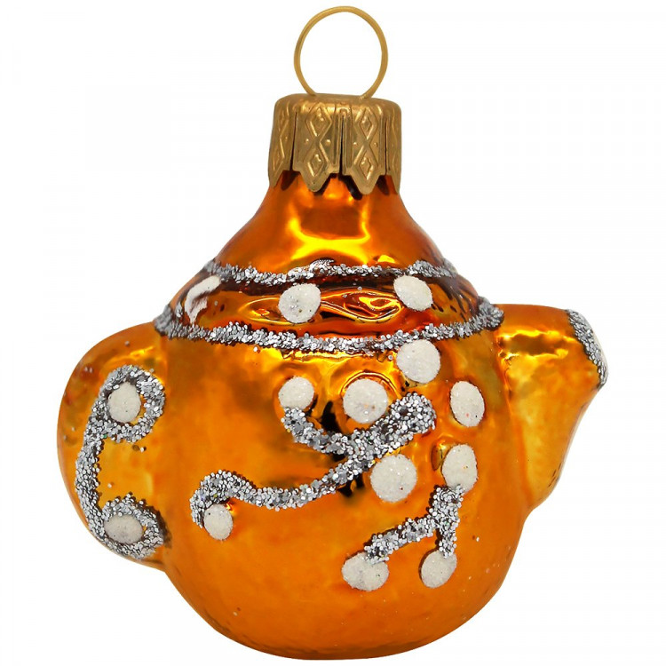 Украшение на ёлку стекло 07см "Чайник" золото п/у арт.ФУ-161/5