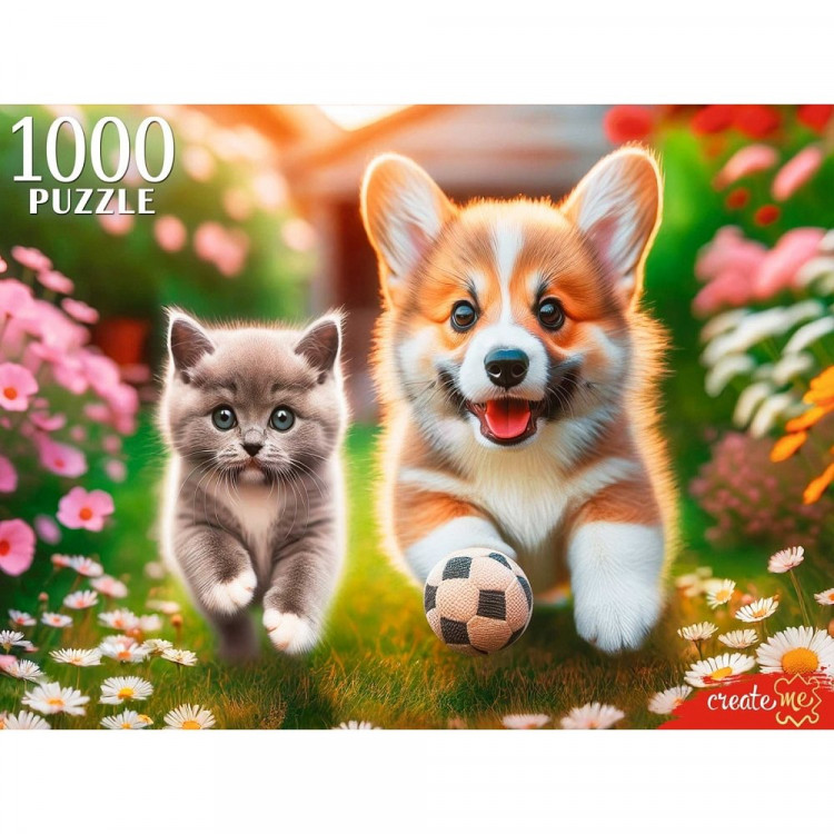 Пазл 1000 элементов Корги и британский котенок (РК) арт.ХП1000-8279