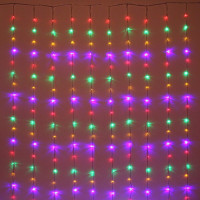 Гирлянда эл.д/дома занавес Дождь 1,5*2м 240LED "Водопад" цв.мульти (с.провод) 8реж. арт.725-0599