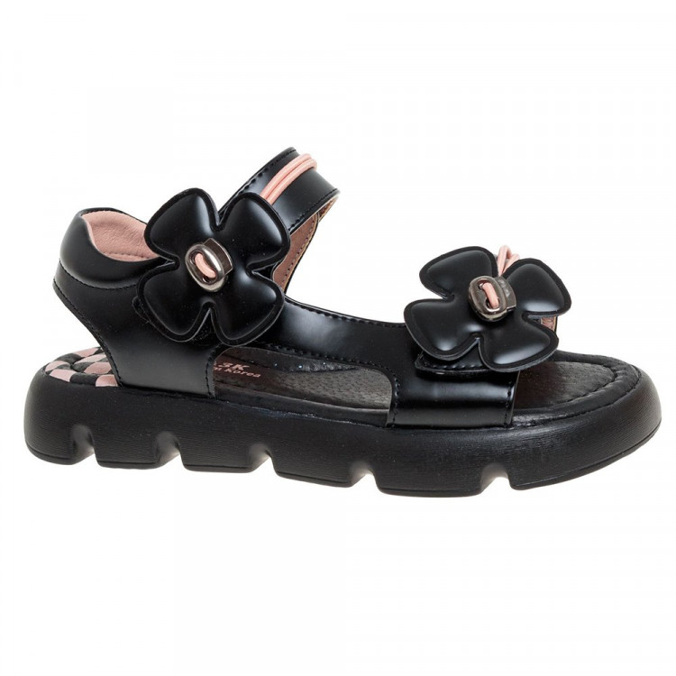 Босоножки для девочки (Сказка) цвет черный верх-искусственная кожа подкладка-натуральная кожа размерный ряд 32-37 арт.R253771615BK