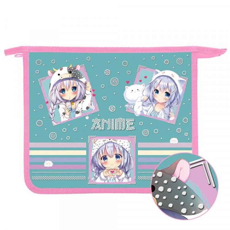 Папка школьная для тетрадей А5 на молнии Оникс Аниме аватарки арт.ПТ-73-12 дизайн с двух сторон