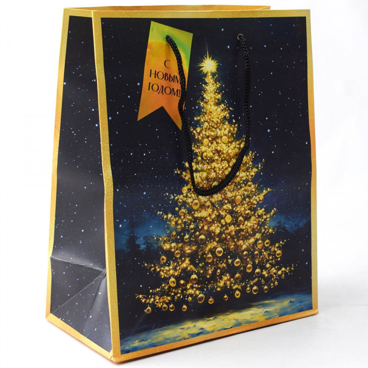Пакет подароч. бумаж. 18*23см "Ёлка с огнями" арт.95690FE