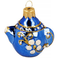 Украшение на ёлку стекло 07см "Чайник" синий п/у арт.ФУ-161/7