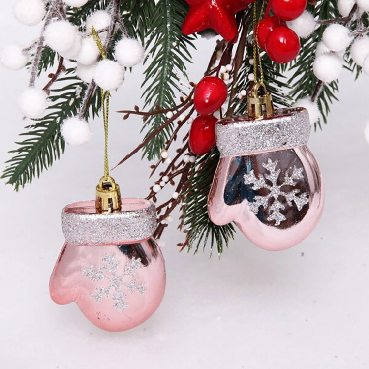 Фигурка на ёлку пластик 06см "Варежки" 02шт/наб. цв.розовое золото арт.201-2102