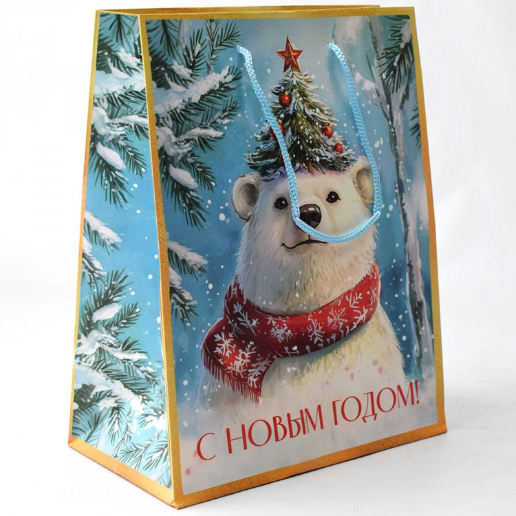 Пакет подароч. бумаж. 18*23см "Белый мишка" арт.95692FE