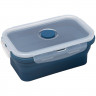 Ланч-бокс 0,54л. Синий прямоугольный складной силиконовый