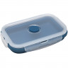 Ланч-бокс 0,54л. Синий прямоугольный складной силиконовый