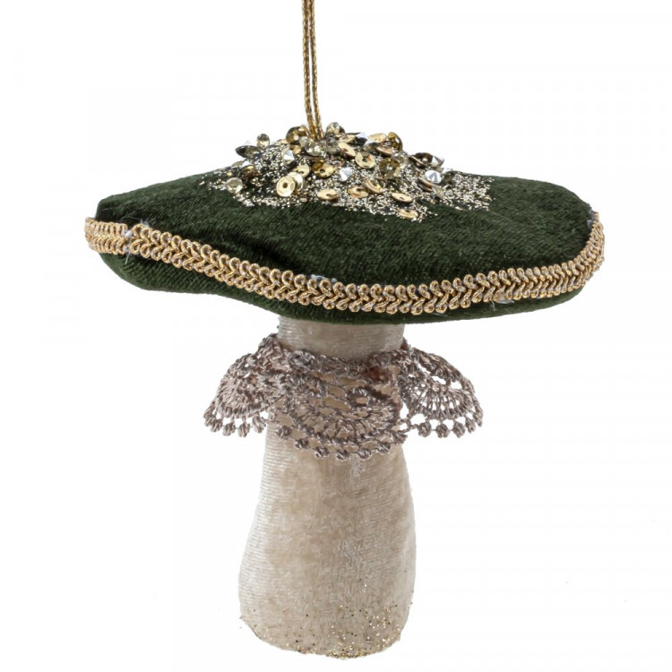 Украшение декор.подвесное текстиль (Бархат зелёный Гриб) 10см арт.806830 Украшение декор.подвесное текстиль (Бархат зелёный Гриб) 10см арт.806830