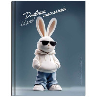 Дневник для младших классов твердая обложка Феникс Крутой заяц глянцевая ламинация тиснение цветной фольгой арт.72721
