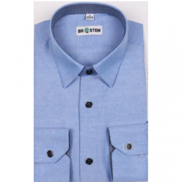 Сорочка детская приталенная длинный рукав размерный ряд 29/116-122-36/158-164  цвет синий Brostem арт.ZHX006-3d на кнопках