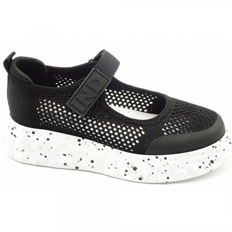 Туфли для девочки (Indigo Kids) черные верх-текстиль подкладка-натуральная кожа артикул 32-0245A