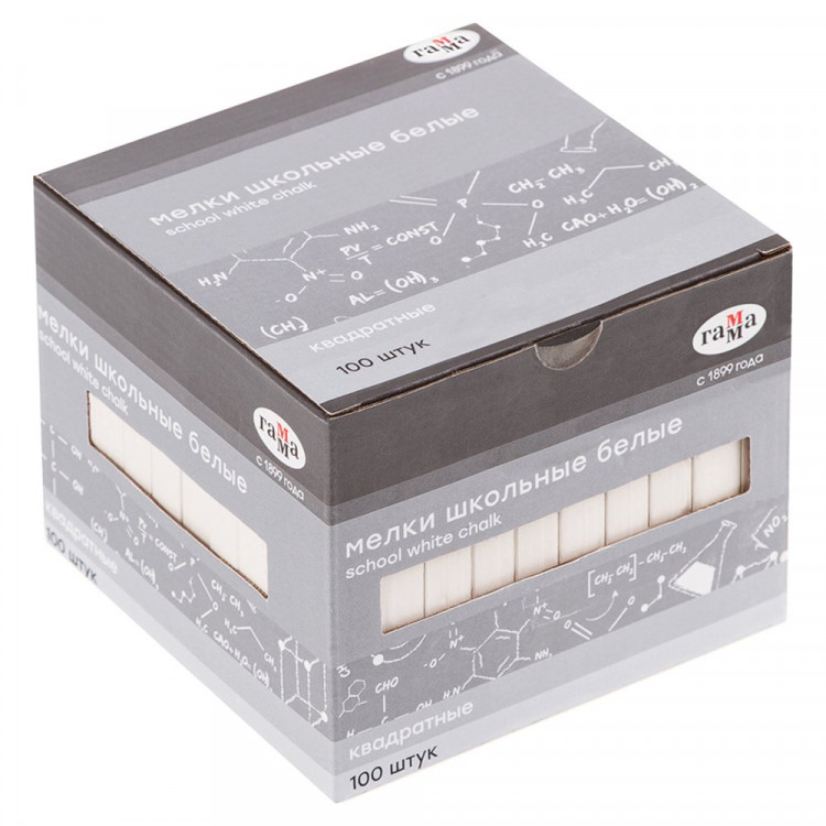 Мел школьный белый 100 штук в упаковке (ГАММА) мягкий, квадратный арт 2308193