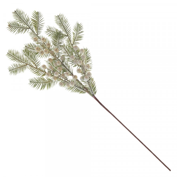 Украшение декоративное "Ветка. Хвоя литая" 65см заснеженная арт.811488
