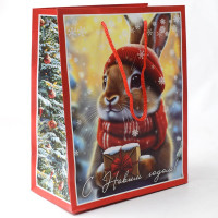 Пакет подароч. бумаж. 18*23см "Зайка новогодний" арт.95699FE