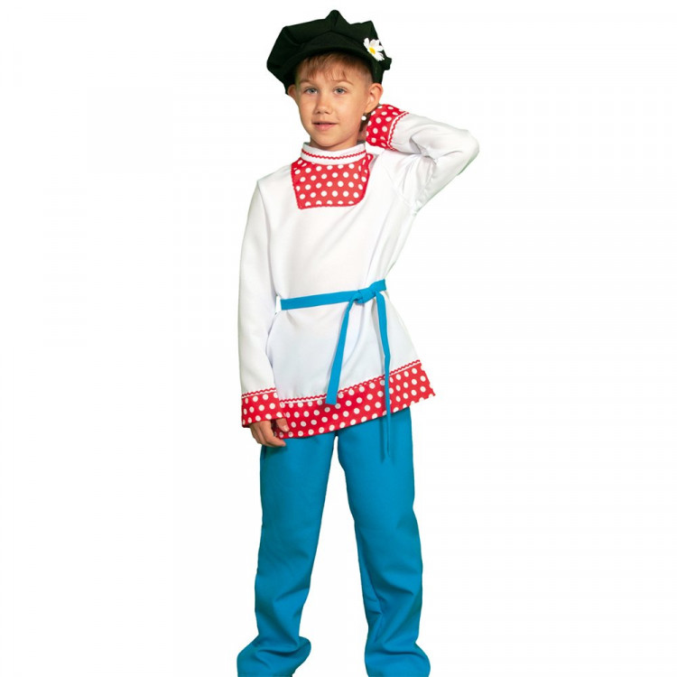 Костюм М (РУССКАЯ СКАЗКА) Иванушка (рубашка,брюки,пояс,фуражка) р.116-140 ткань арт.5017