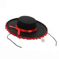 Шляпа карнавальная "Сомбреро" d-37 см черный/красный арт.770-495