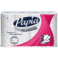 Полотенце бумажное 3-слоя 4 рулона в упаковке Papia