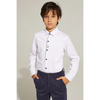 Сорочка детская  (Делорас) длинный рукав размерный ряд 31/128-134-35/152-158  цвет белый арт.C71827 на кнопках