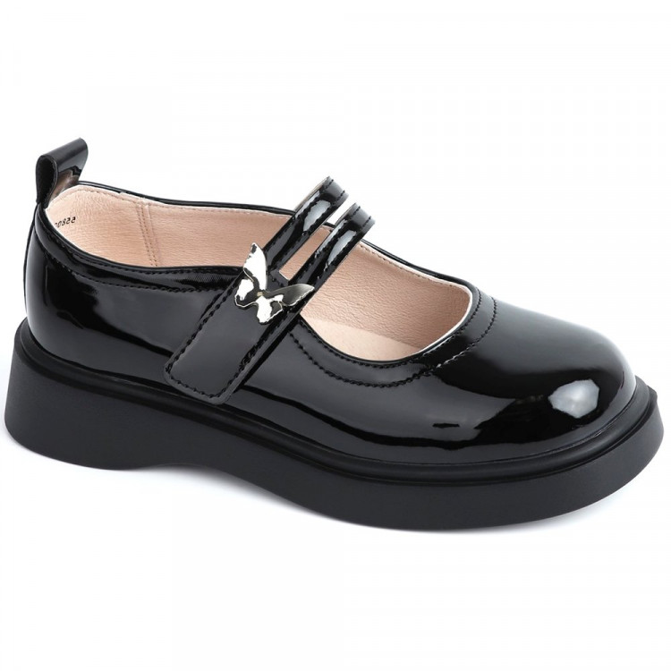 Туфли для девочки (KEDDO) черные верх-искусственная кожа лак подкладка-натуральная кожа артикул 558007/03-01