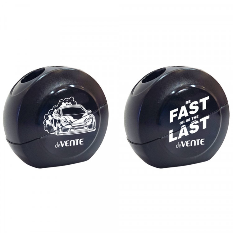 Точилка пластиковая (deVENTE) Fast Or Last 2 отверстия с контейнером черная ассорти арт.8031507