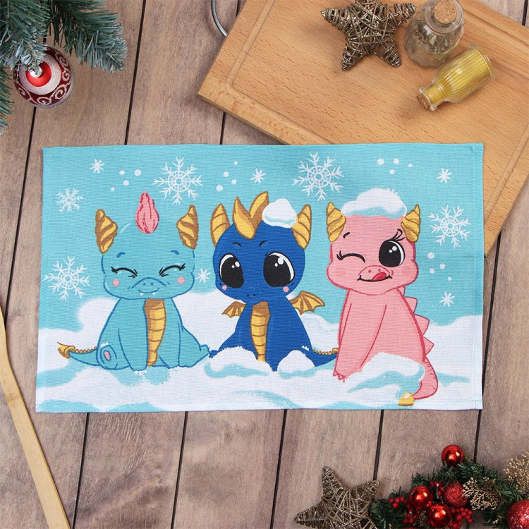 Полотенце Доляна "Три дракончика" рогожка 28*46см арт.9770520 Полотенце Доляна "Три дракончика" рогожка 28*46см арт.9770520