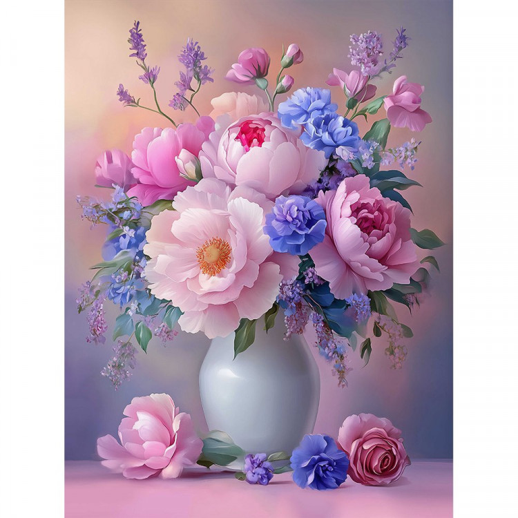 Алмазная мозаика 30х40см (Феникс) Букет розовых пионов без подрамника полное заполнение арт.71367 Алмазная мозаика 30х40см (Феникс) Букет розовых пионов без подрамника полное заполнение арт.71367