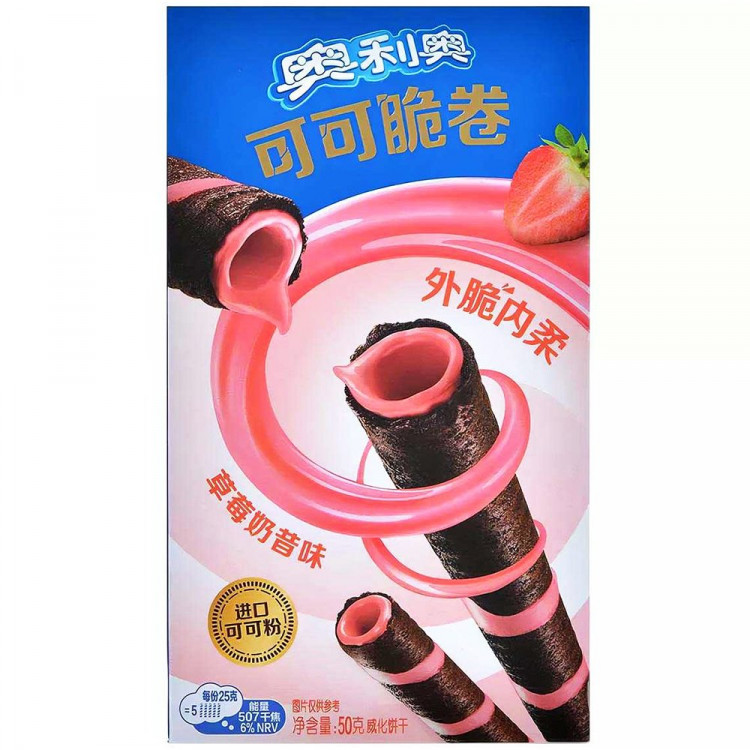 Вафельные трубочки Oreo Wafer Roll Strawberry со вкусом клубники 50гр (Ст.24)