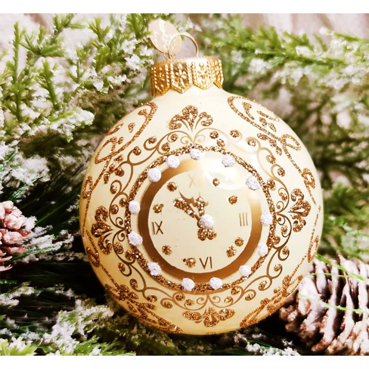 Шар стекло 08см "Новогодние куранты" п/у арт.КУ-80-224023/2 Шар стекло 08см "Новогодние куранты" п/у арт.КУ-80-224023/2