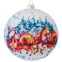 Шар стекло 08см "Дед Мороз и тройка" п/у арт.КУ-80-214126