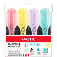 Набор текстовыделителей deVENTE 1-5мм пастельные, 4 цвета (желтый/розовый/фиалковый/бирюзовый) арт.5045809 (Ст.12)
