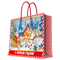 Пакет подароч. бумаж. 23*18см "С новым годом!" арт.95730FE Пакет подароч. бумаж. 23*18см "С новым годом!" арт.95730FE