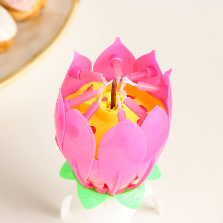 Свеча фигурная музыкальная "Тюльпан" 12*5см цв.розовый арт.252694